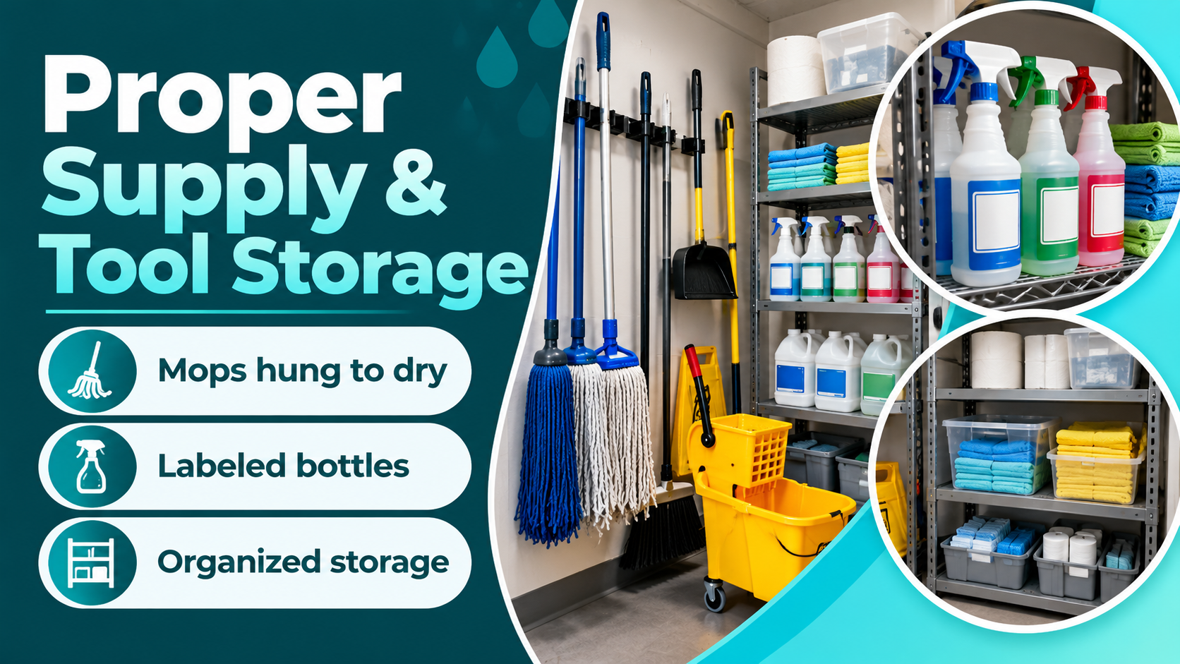 Proper chemical and tool storage.