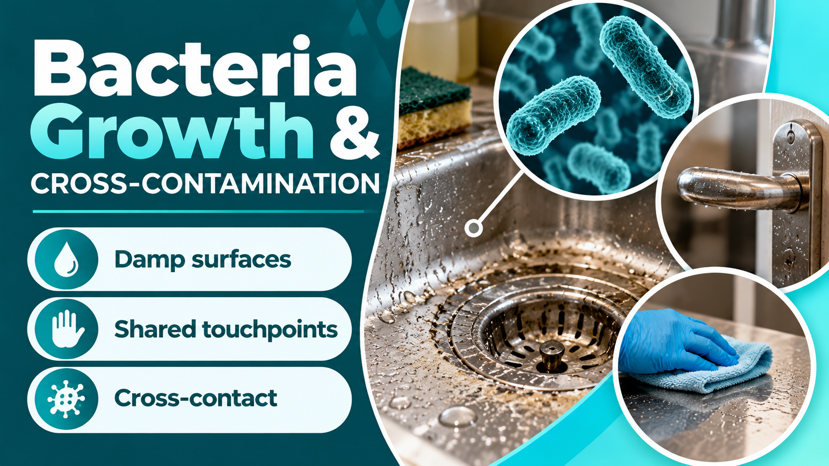 Bacteria and cross-contamination pathways.